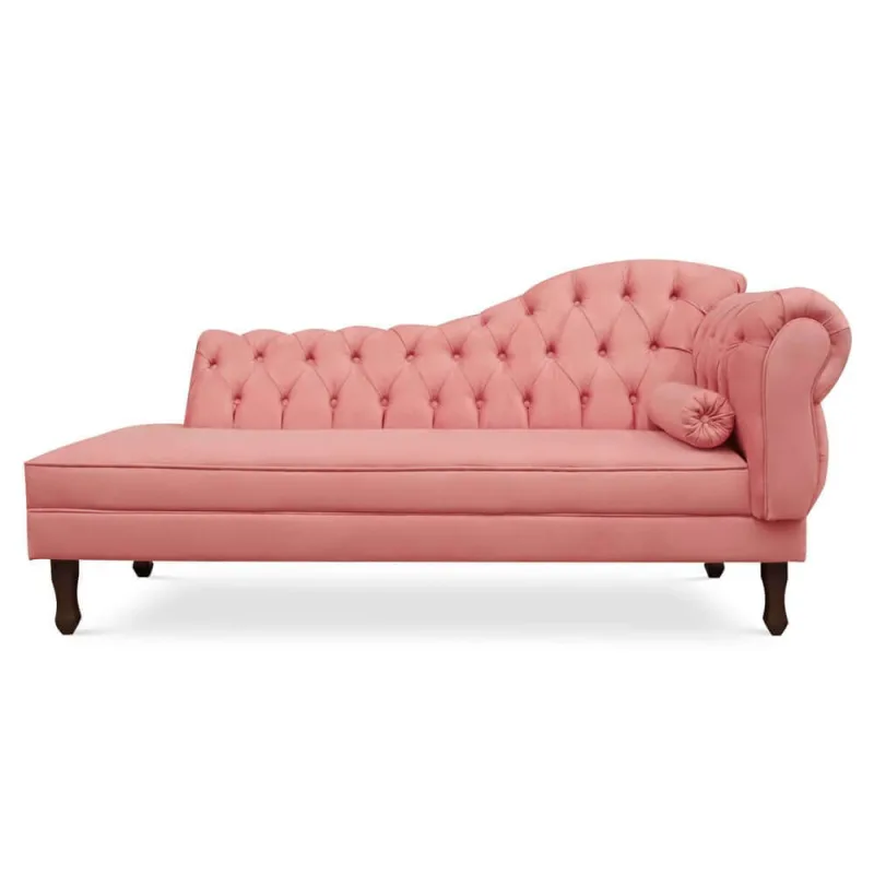 Divã Recamier Namoradeira Larissa 185cm com Capitonê - Esquerda Suede - Não Disponível - Móveis