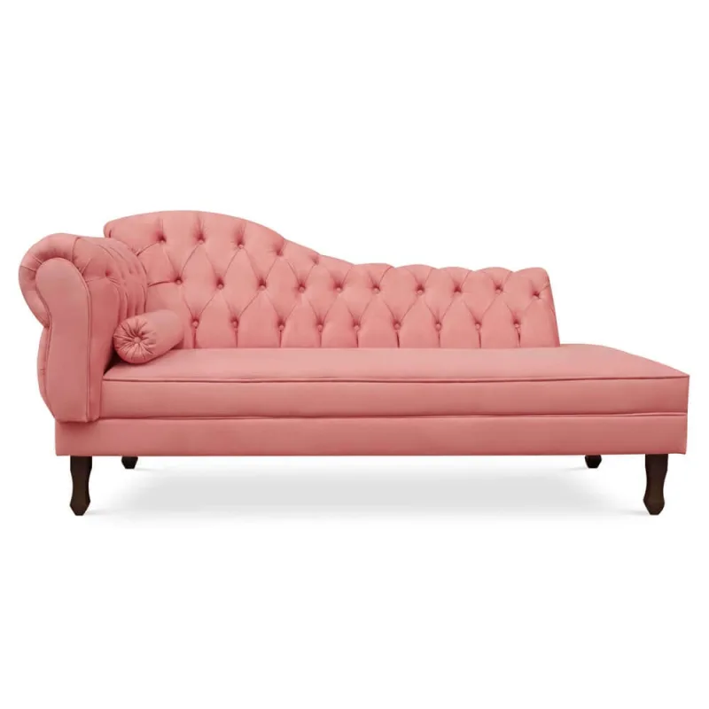 Divã Recamier Namoradeira Larissa 185cm com Capitonê - Direita Suede - Ecotec Decor - Não Disponível