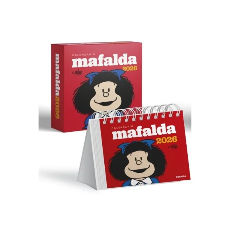 2026 CALENDARIO MAFALDA ROJO ESCRITORIO - UN DIA A LA VISTA - CON CAJA