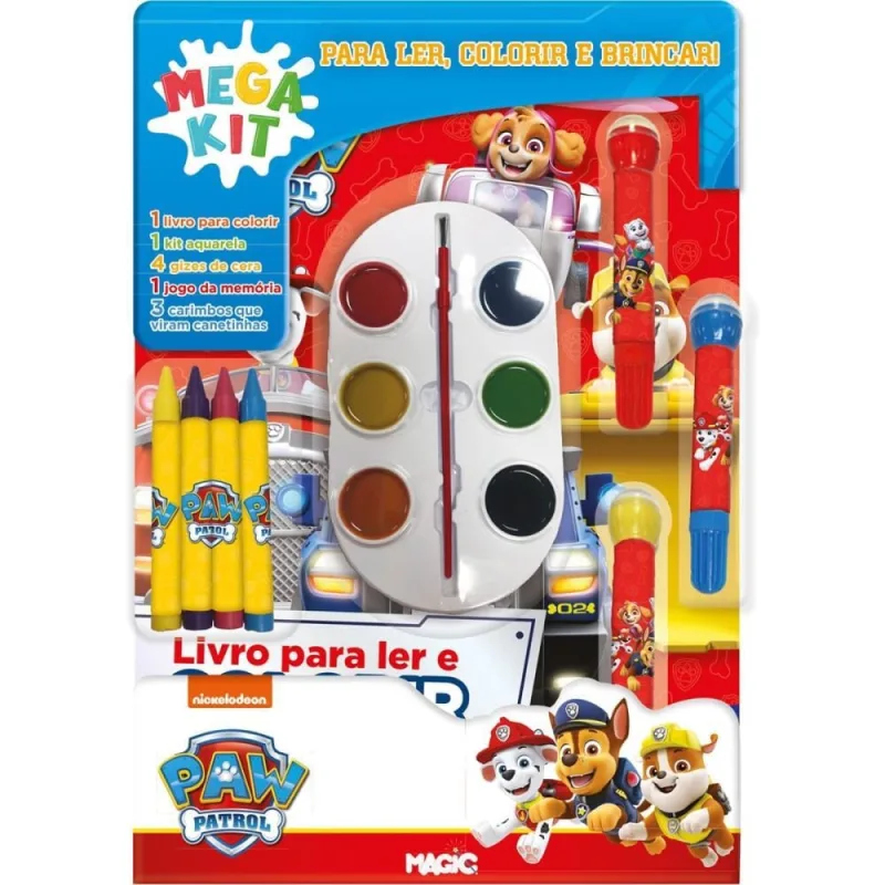 Livro Infantil Colorir Patrulha Canina Mega KIT LER - MAGIC KIDS - Livros