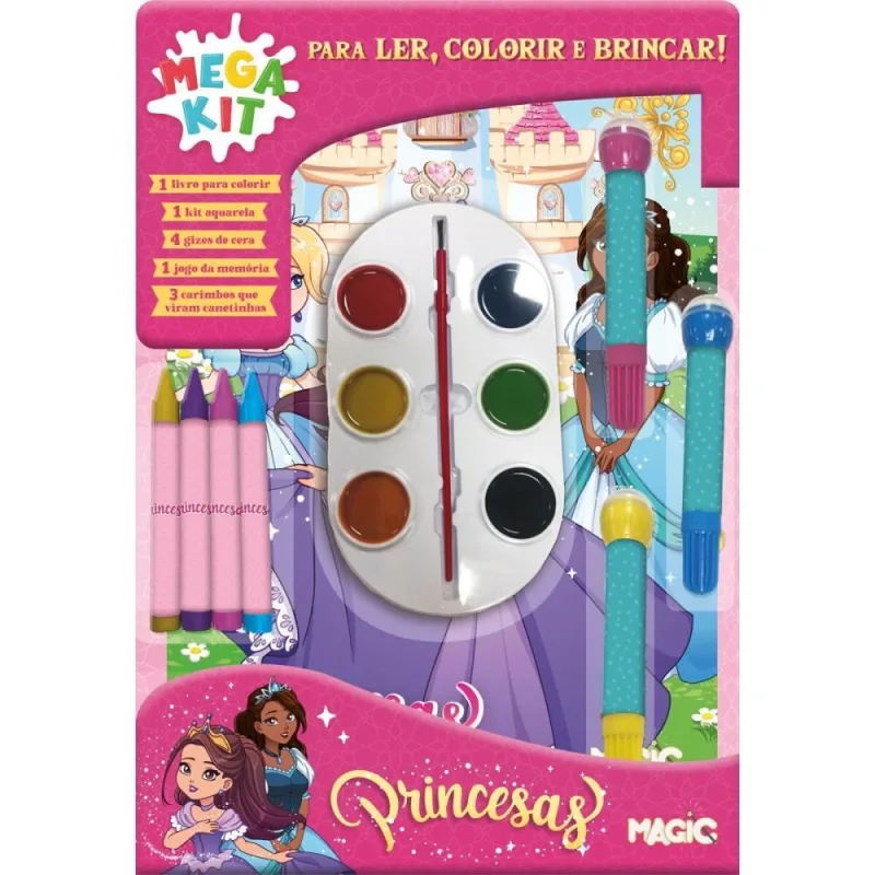 Livro Infantil Colorir Princesas Mega KIT LER e Color - MAGIC KIDS - Livros