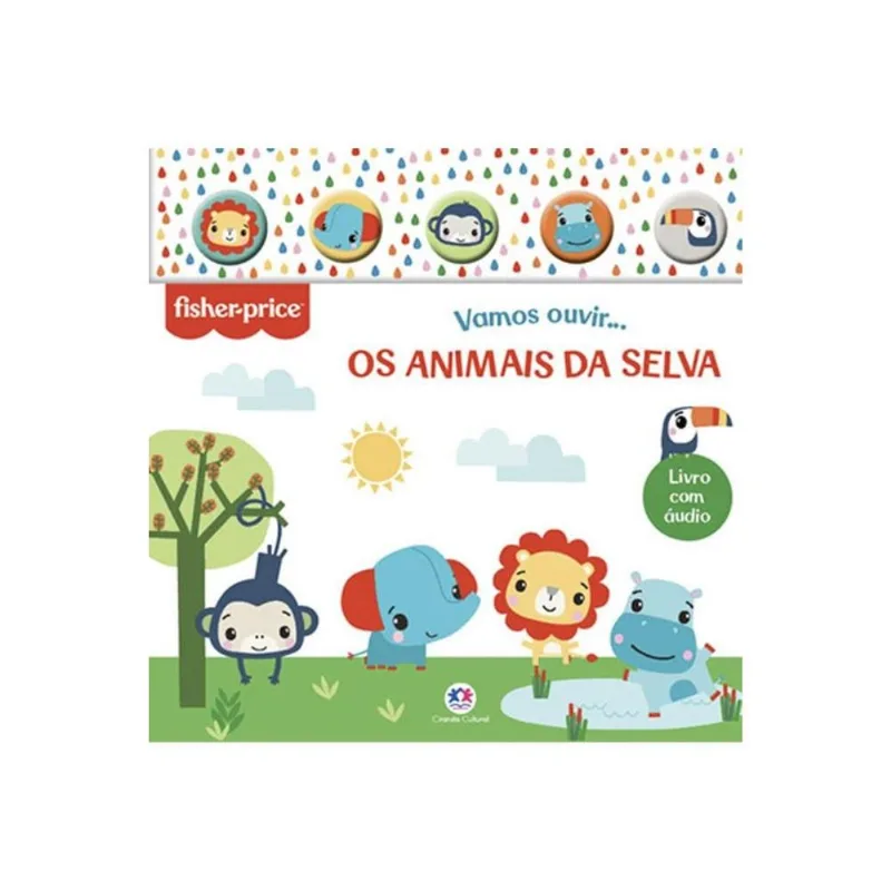 Fisher-Price - Vamos Ouvir Os Animais Da Selva - Livro Sonoro Com Botão De Silicone
