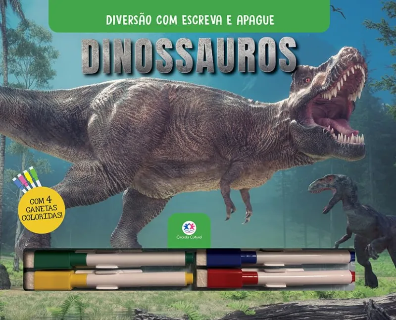 Dinossauros - Com Canetas Coloridas Para Escrever A Apagar - LC
