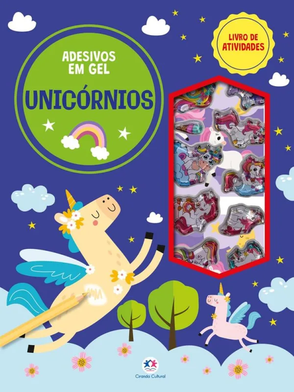 Unicórnios - Livro De Atividades E Adesivos Em Gel - LC - Livros
