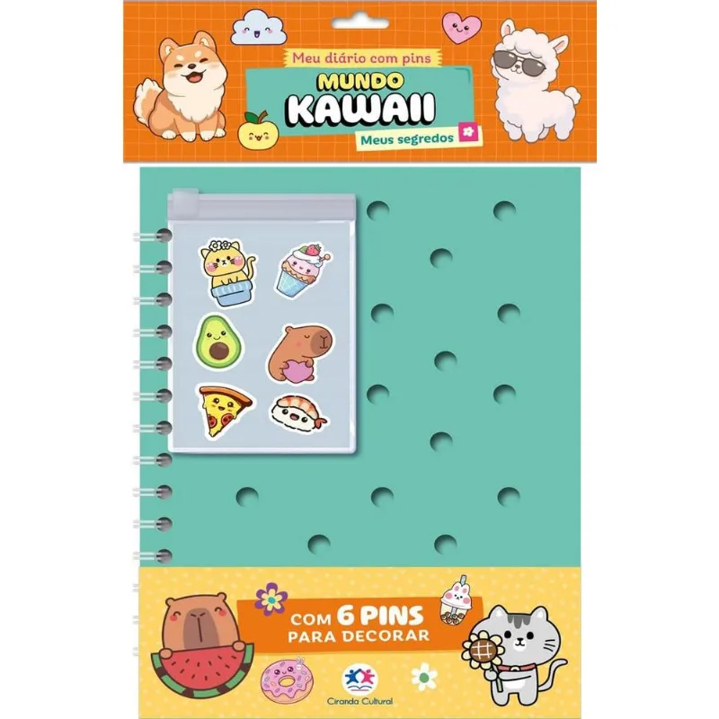 Mundo Kawaii - Leia E Colecione - Diário Com Pins
