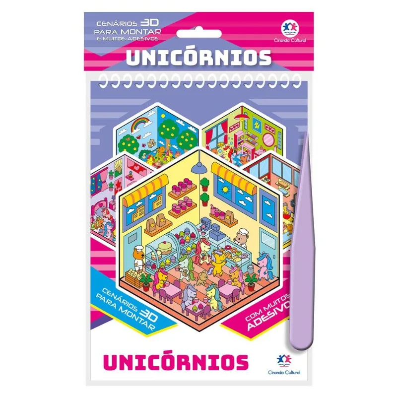 Kit De Adesivos De Cenário 3d - Com Pinça - Unicórnios