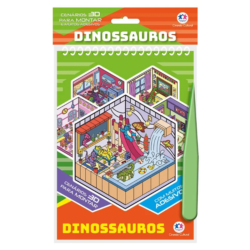 Kit De Adesivos De Cenário 3d - Com Pinça - Dinossauros