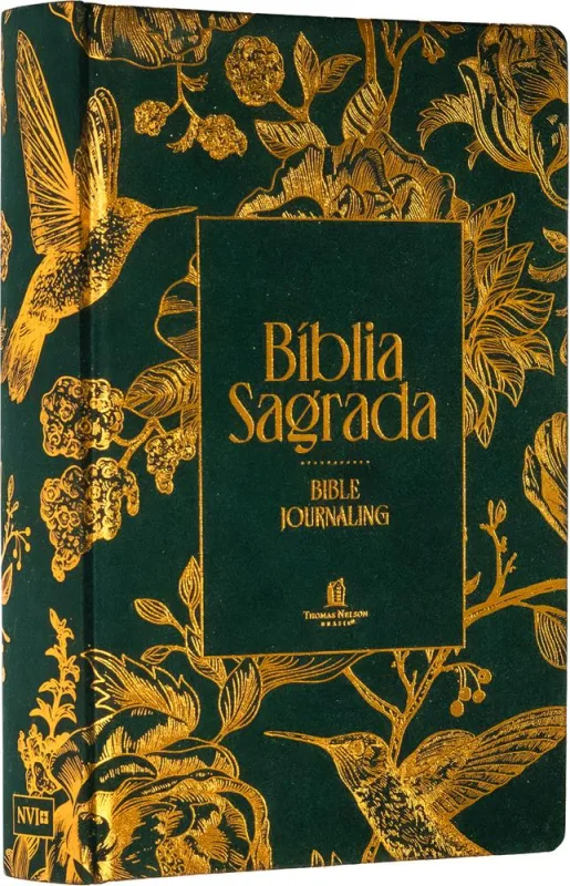 Bíblia Nvi Bible Journaling Com Espaço Para Anotações, Capa Verde Com Pássaros - LC - Livros