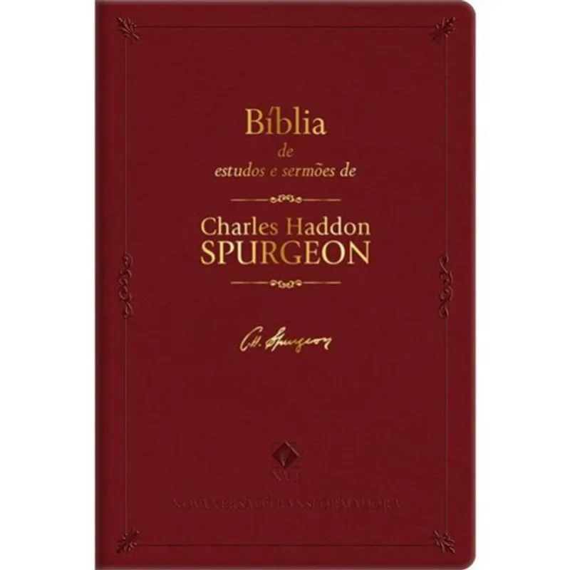 BÍBLIA NVT DE ESTUDO C. H. SPURGEON, LETRA TRADICIONAL, CAPA COURO ECOLÓGICO BORDÔ