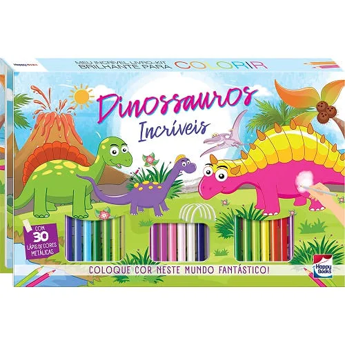 Meu Incrível Livro-Kit Brilhante Para Colorir: Dinossauros Incríveis - LC