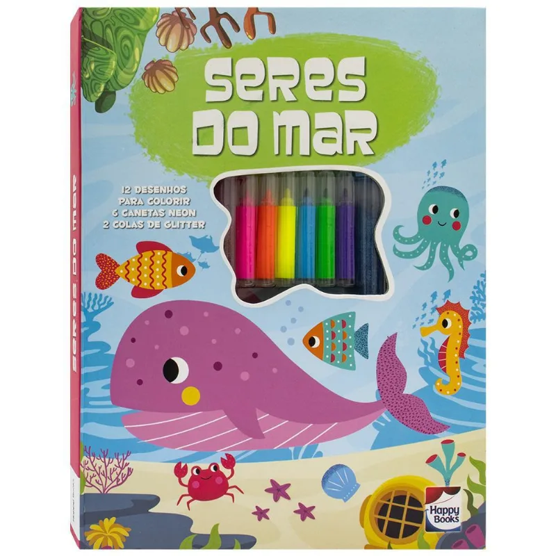 Livro Infantil - Meu Adorável Superlivro de Colorir - Seres do Mar - Catavento