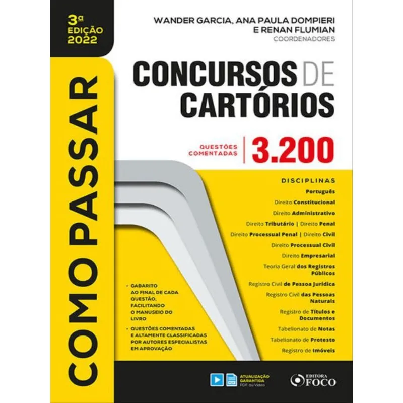COMO PASSAR EM CONCURSOS DE CARTÓRIO - 3.200 QUESTÕES COMENTADAS - 3ª ED - 2022