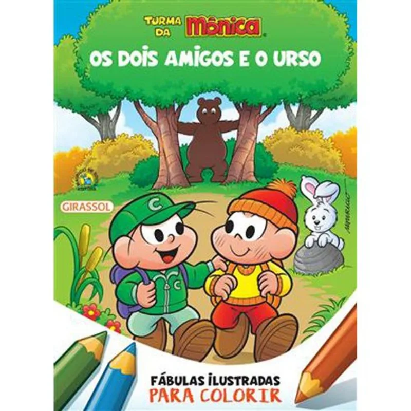 Livro Turma Da Mônica Fábulas Ilustradas Para Colorir Os Dois Amigos E O Urso Girassol Brasil (MP)