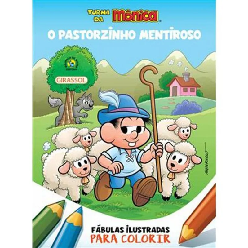 Livro Turma Da Mônica Fábulas Ilustradas Para Colorir O Pastorzinho Mentiroso Girassol Brasil (MP)