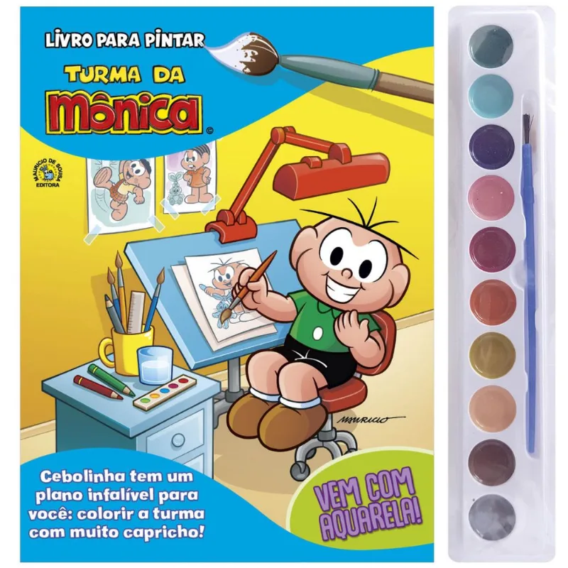 Turma da Mônica Livro para Pintar com Aquarela | Cebolinha