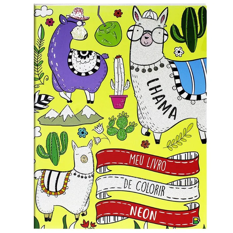 Escolha Seu Tema - Meu Livro De Colorir Neon - Atividades Para Crianças - Lhama