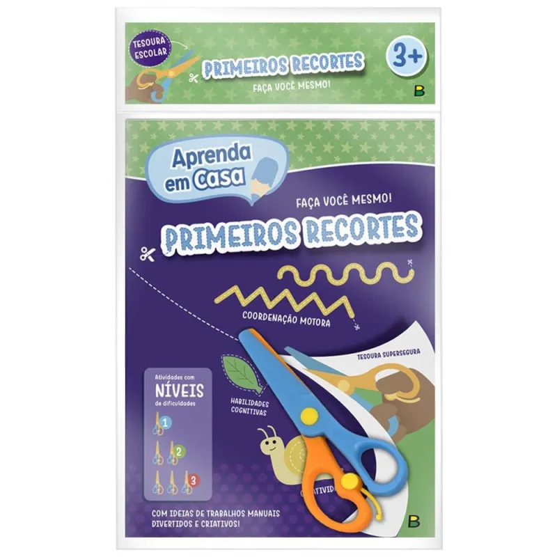 Aprenda em casa primeiros recortes com tesoura escolar - Não Disponível - Papelaria