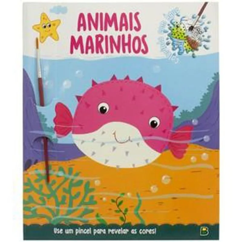 LIVRO COLORINDO COM ÁGUA: ANIMAIS MARINHOS (MP) - BRASILEITURA