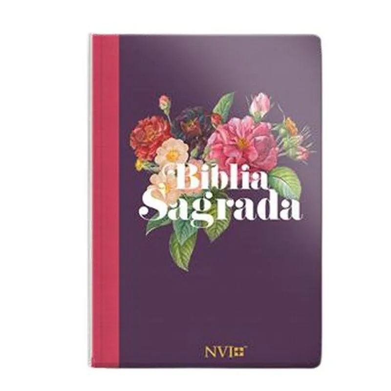 Livro Bíblia Nvi Letra Grande Floral Vinho Geografica (MP)