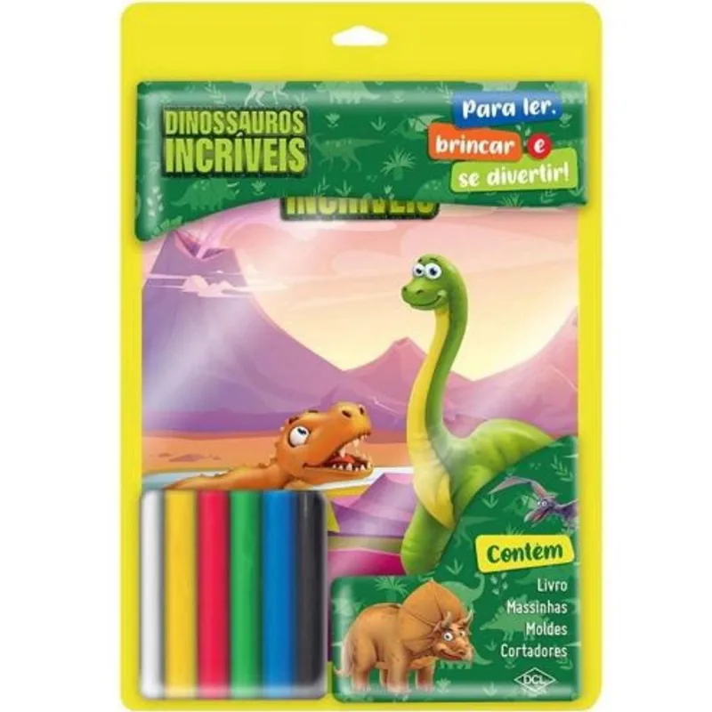 Livro Dinossauros Incríveis + Massinha e Moldes Diversão dcl