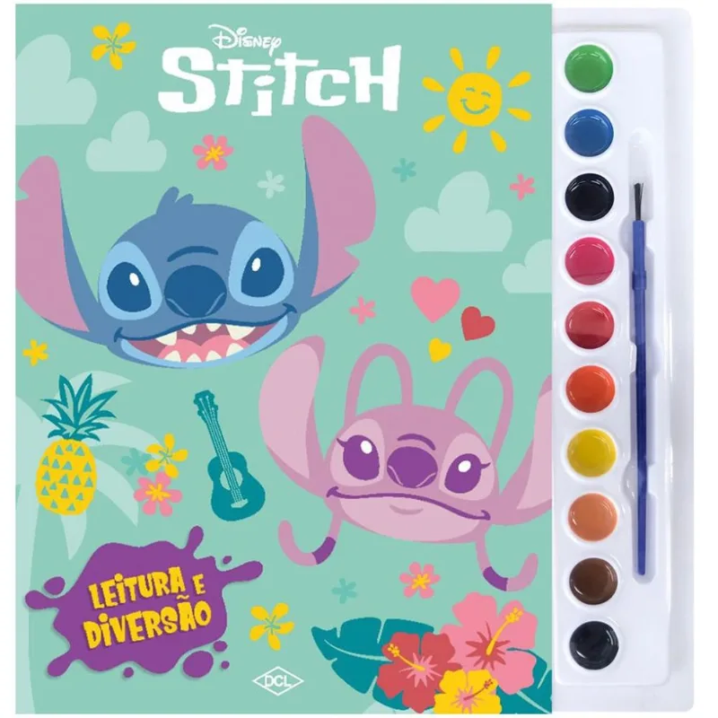 Livro para Colorir - Disney - Aquarela - Stitch - Catavento