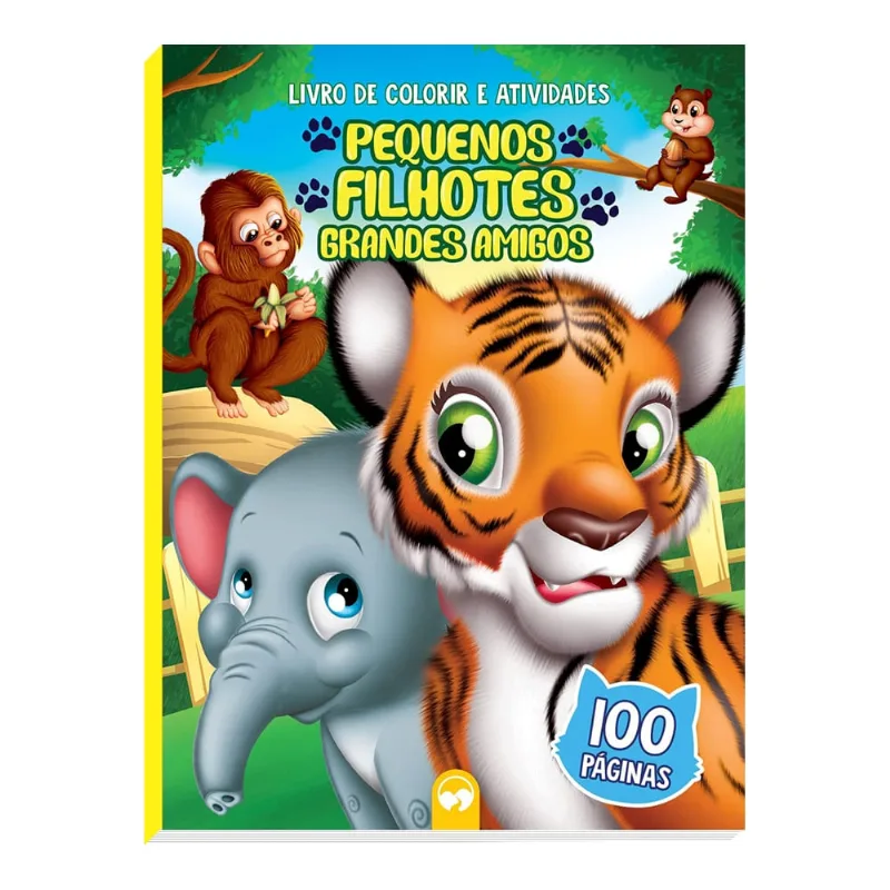 Livro Infantil 100 Páginas Para Colorir Com Atividades | Pequenos Filhotes
