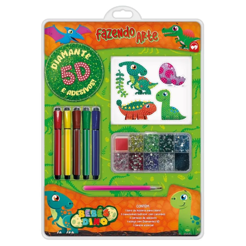 Fazendo Arte Diamante 5d - Bebês Dino - LC - Livros