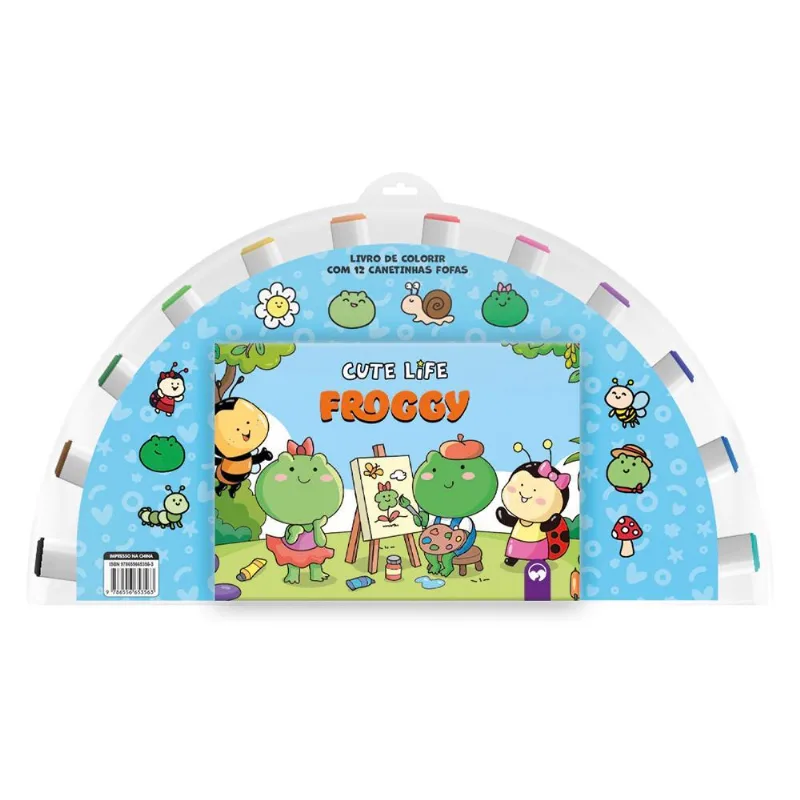 Livro De Colorir Com 12 Canetinhas Cute Life -froggy