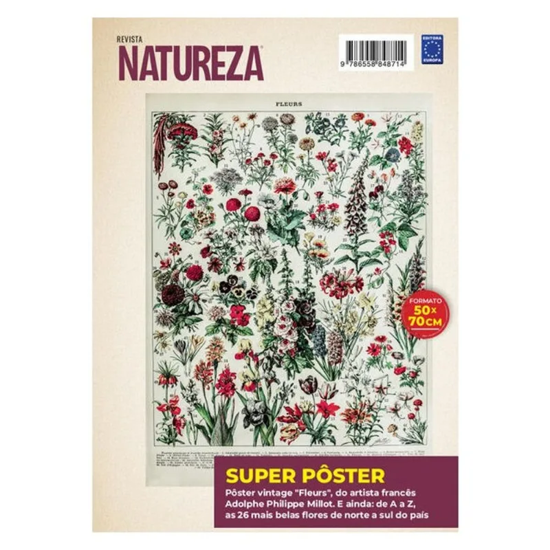 ADOLPHE PHILIPPE MILLOT: FLEURS 5 - SUPERPÔSTER NATUREZA