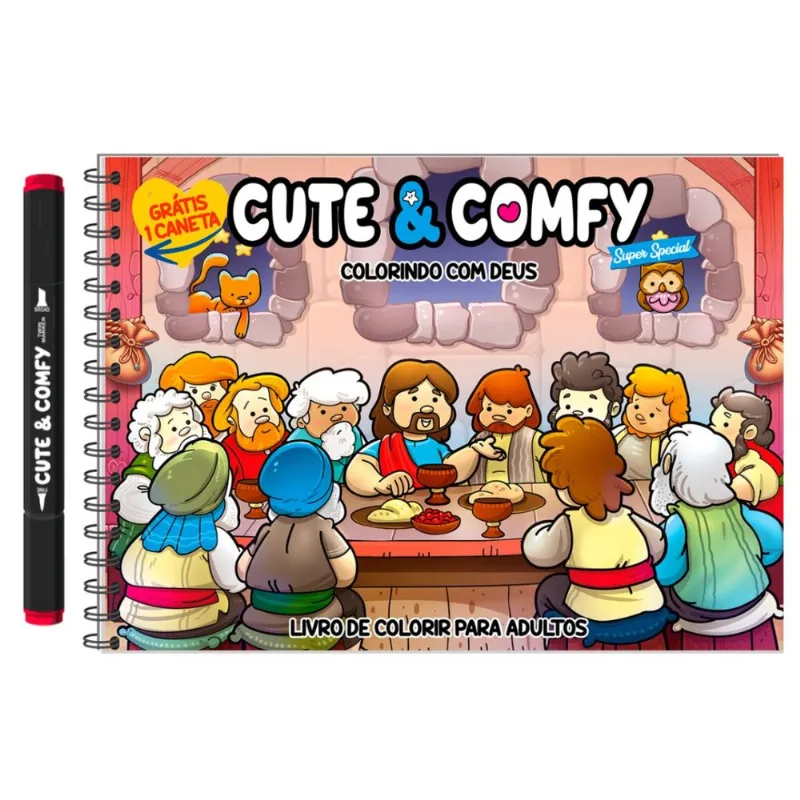 Cute & Comfy Super Special - Livro de Colorir Adulto - Colorindo com Deus - Acompanha 1 Caneta