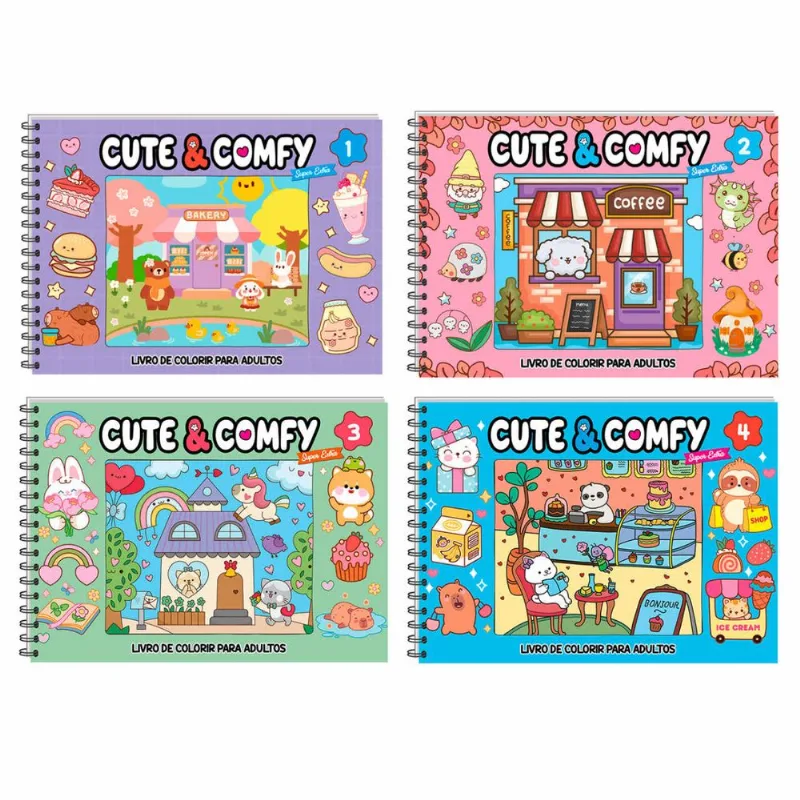 Combo Cute & Comfy Super Extra Completo - Kit com 4 Livros - Capa Dura Holográfica