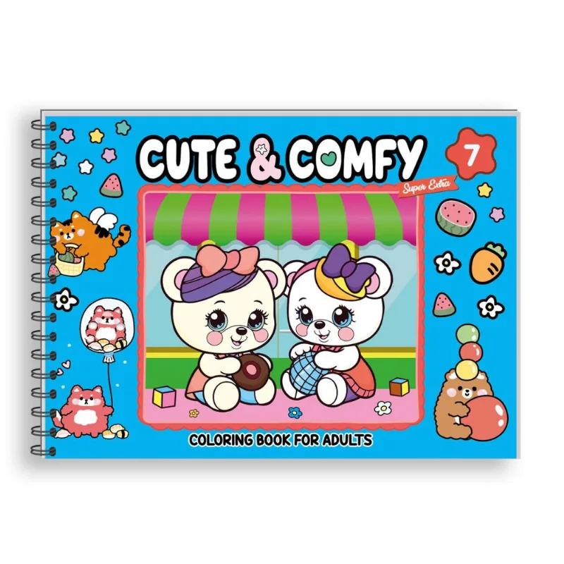 Cute & Comfy Super Extra - Livro de Colorir Adulto - Capa Dura Holográfica