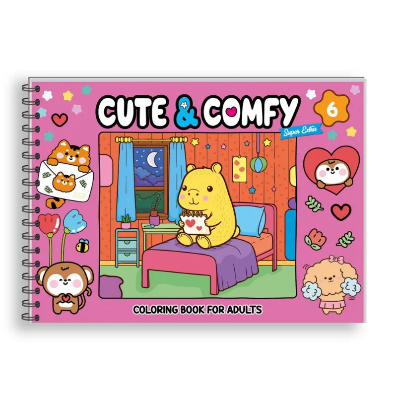 Cute & Comfy Super Extra - Livro de Colorir Adulto - Capa Dura Holográfica