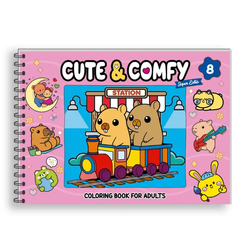 Cute & Comfy Super Extra - Livro de Colorir Adulto - Capa Dura Holográfica