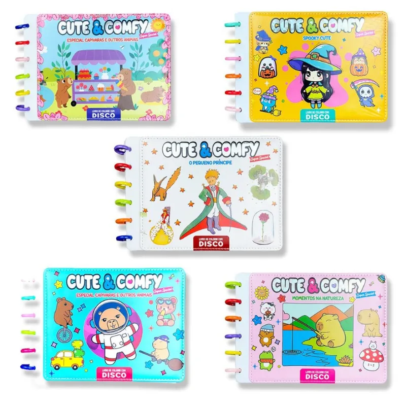 Combo Cute e Comfy Super Special - Kit com 05 Livros de Colorir Encadernação em Disco