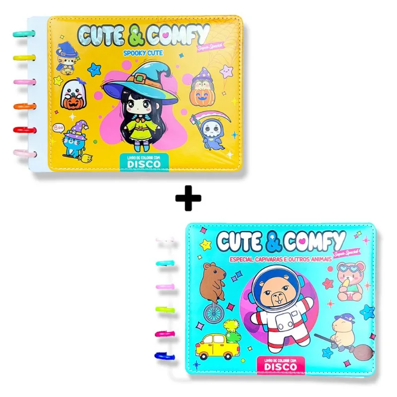 Combo Cute e Comfy Super Special - Kit com 02 Livros de Colorir Encadernação em Disco