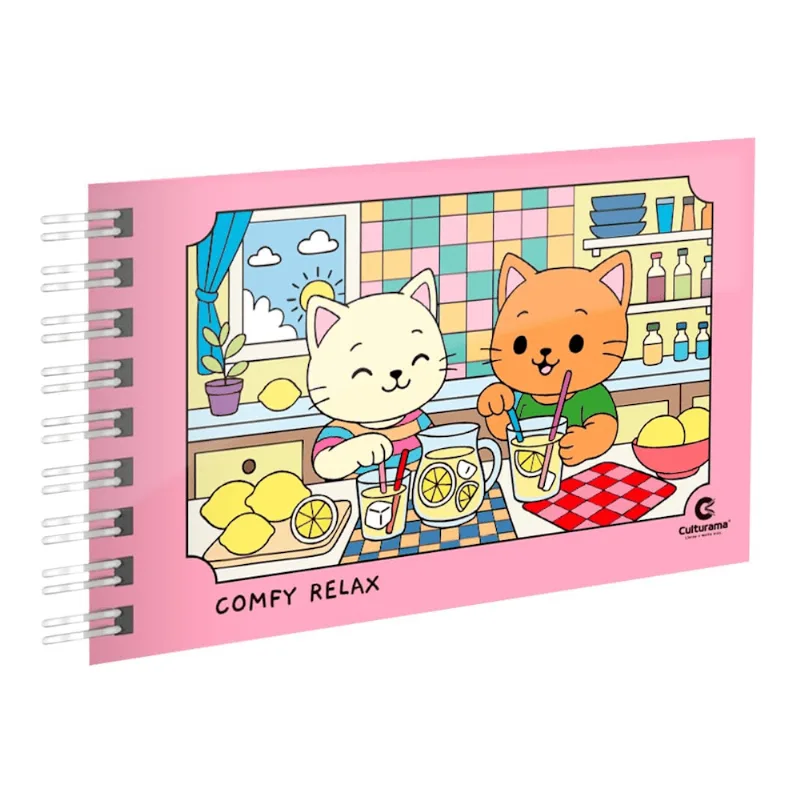 Livro De Colorir - Comfy Relax Capa Dura Com Wire-o - Rosa