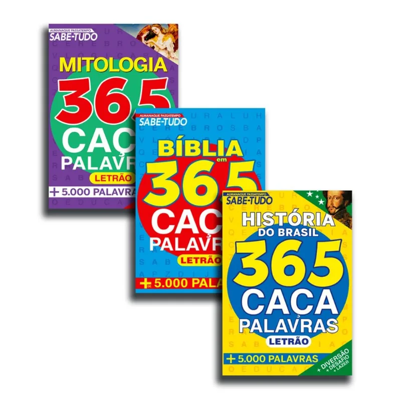 Combo Passatempo 365 Caça-Palavras 02 - Kit com 3 Caça-Palavras
