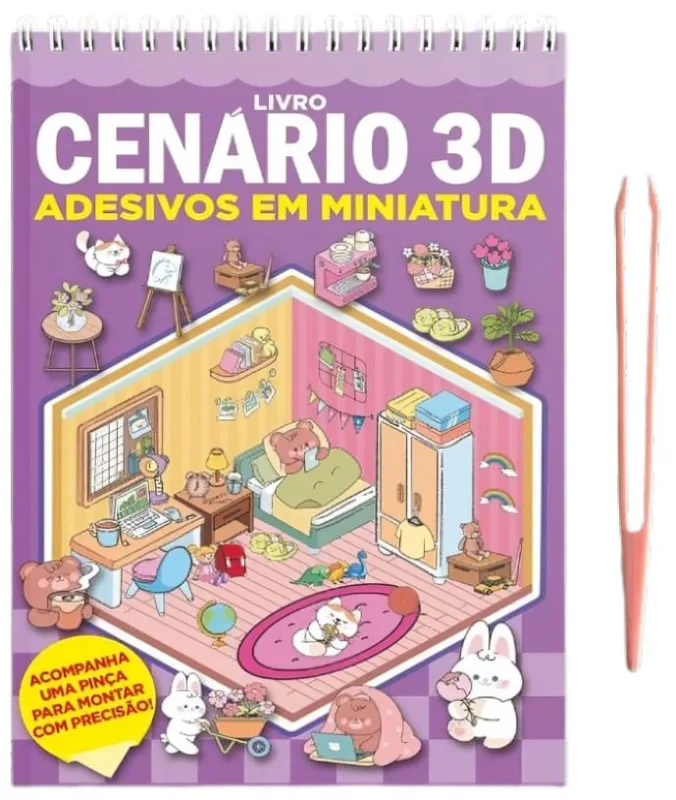 Livro Cenário 3d - Adesivos Em Miniatura - Capa Roxa - LC - Livros