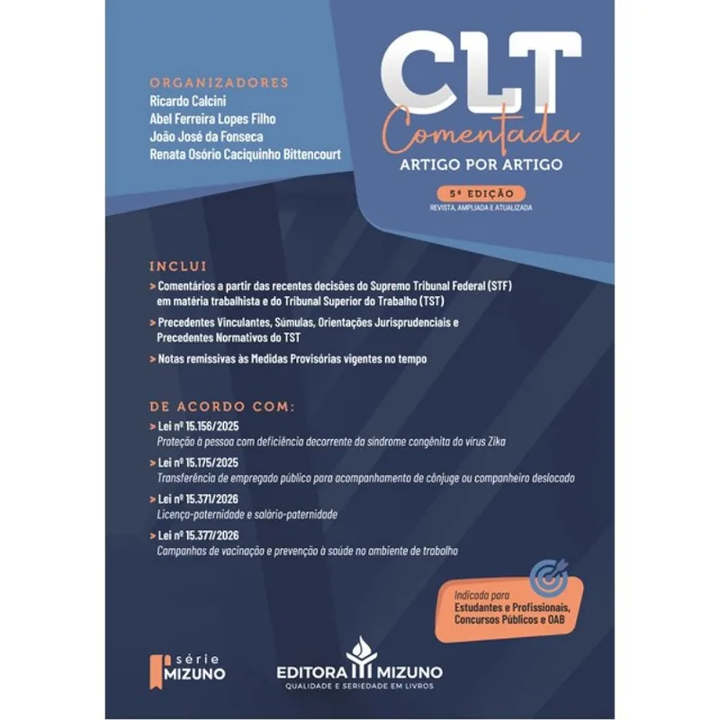 CLT - COMENTADA ARTIGO POR ARTIGO - 5ª EDIÇÃO (2026)