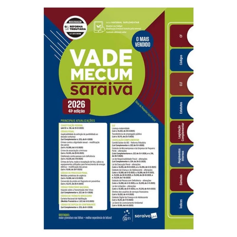 VADE MECUM SARAIVA TRADICIONAL - 41ª EDIÇÃO 2026