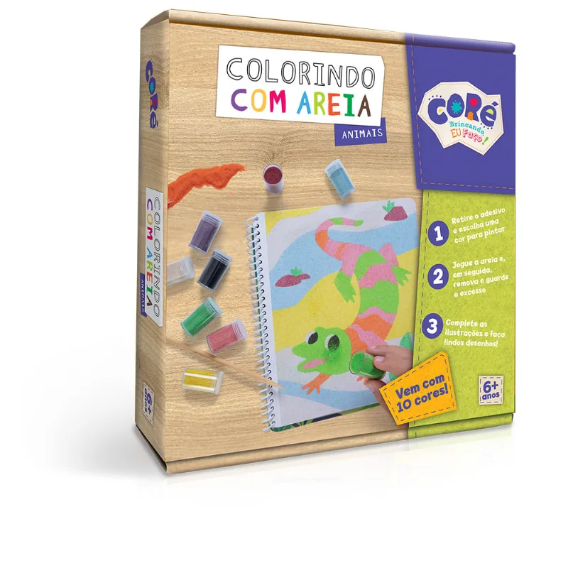 Conjunto De Atividades - Colorindo Com Areia - Animais - 10 Cores - Toyster