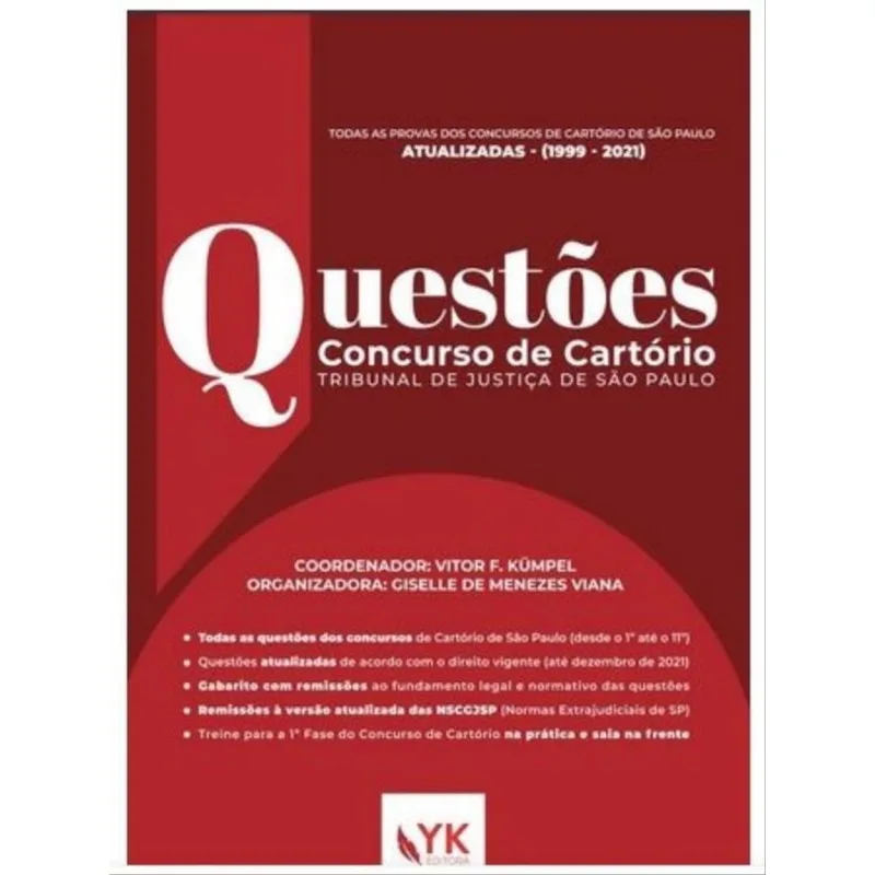 QUESTÕES CONCURSO DE CARTÓRIO TRIBUNAL DE JUSTIÇA DE SÃO PAULO - 2021