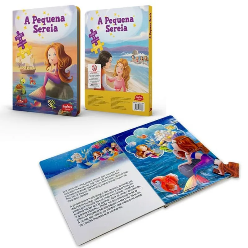 Kit Contos De Fadas Com Quebra-cabeças: Chapeuzinho Vermelho, A Pequena Sereia E Branca De Neve
