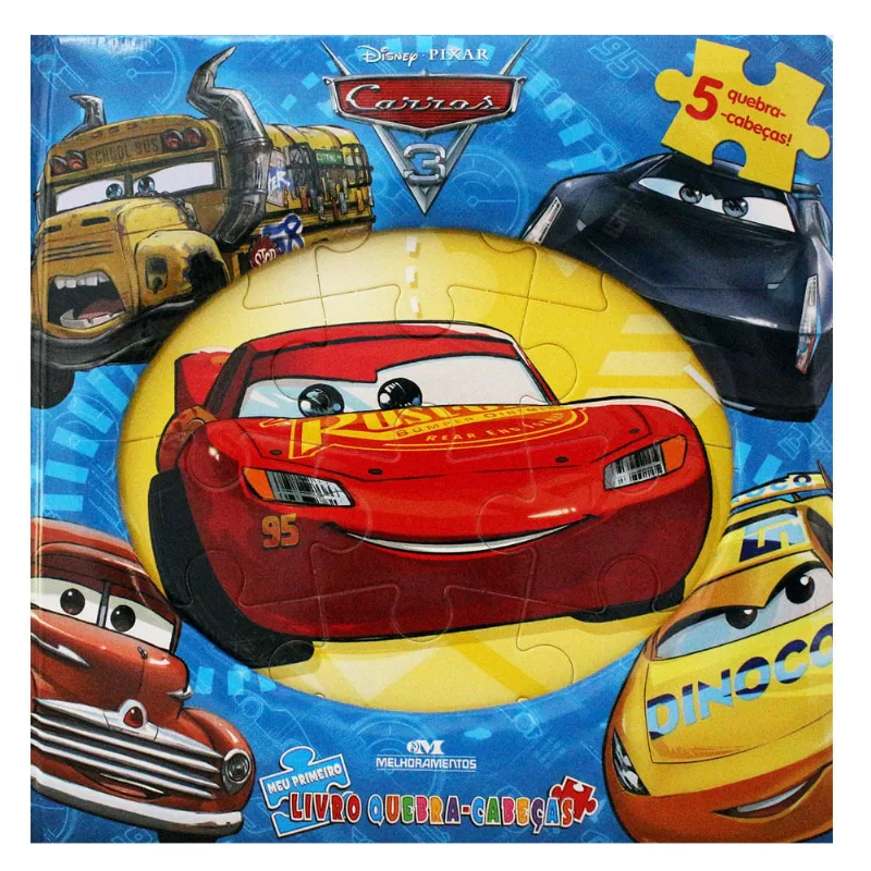 Livro Infantil e Quebra Cabeça - Carros 3 - Disney - Pixar - Meu Primeiro Livro - Melhoramentos