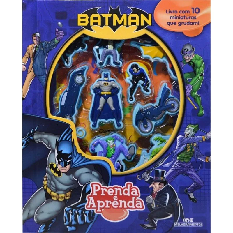 Batman Prenda E Aprenda - Livro Com 10 Miniaturas Que Grudam