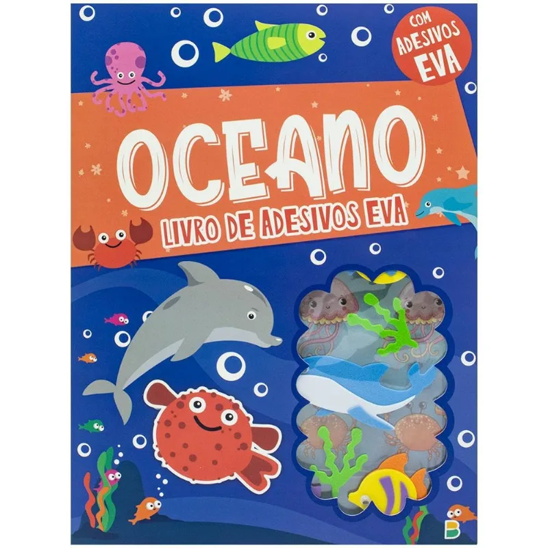 Livro Infantil Com Adesivos Em Eva: Oceano