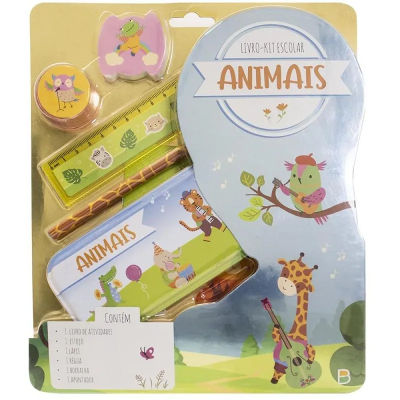 Kit Escolar Animais Livro + 5 Peças - Todolivro - Livros