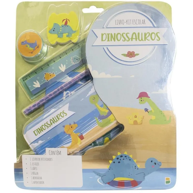 Kit Escolar Dinossauros Livro + 5 Peças - Todolivro - Livros