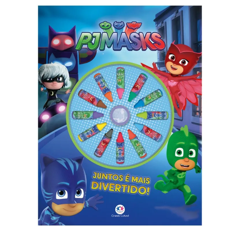 Livro Giz de Cera PJ Masks - Juntos é mais divertido!